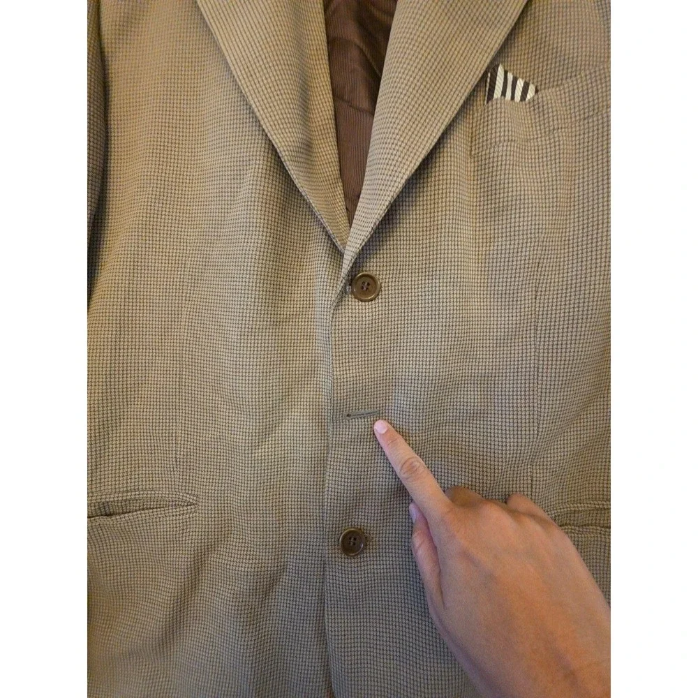 Zanetti Blazer Sport Coat Mens 40 Brown100s Wool Check Tweed Italy Jacket FLAW